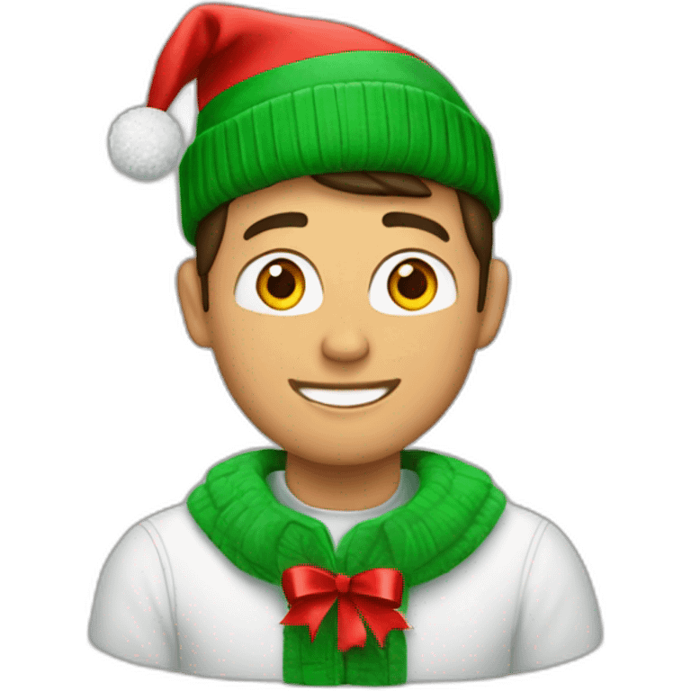 Un cristiano con un gorro de navidad emoji