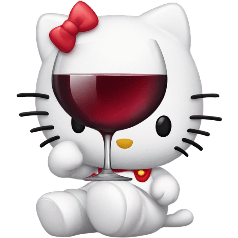 Hello Kitty drinking red wine emoji