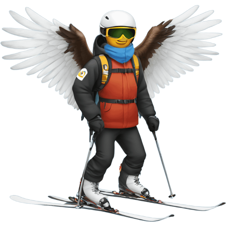 Skier with eagle wings emoji