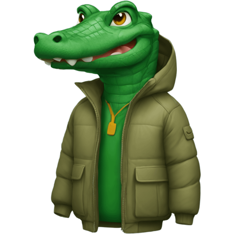 Gator wearing a parka emoji