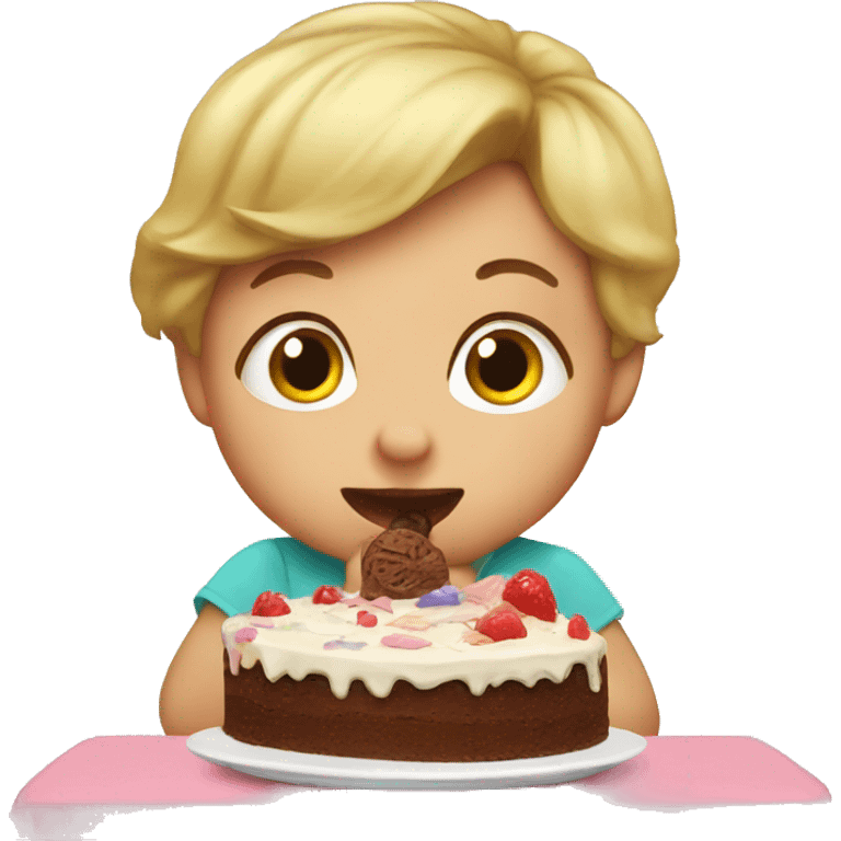 2 year old eating cake emoji