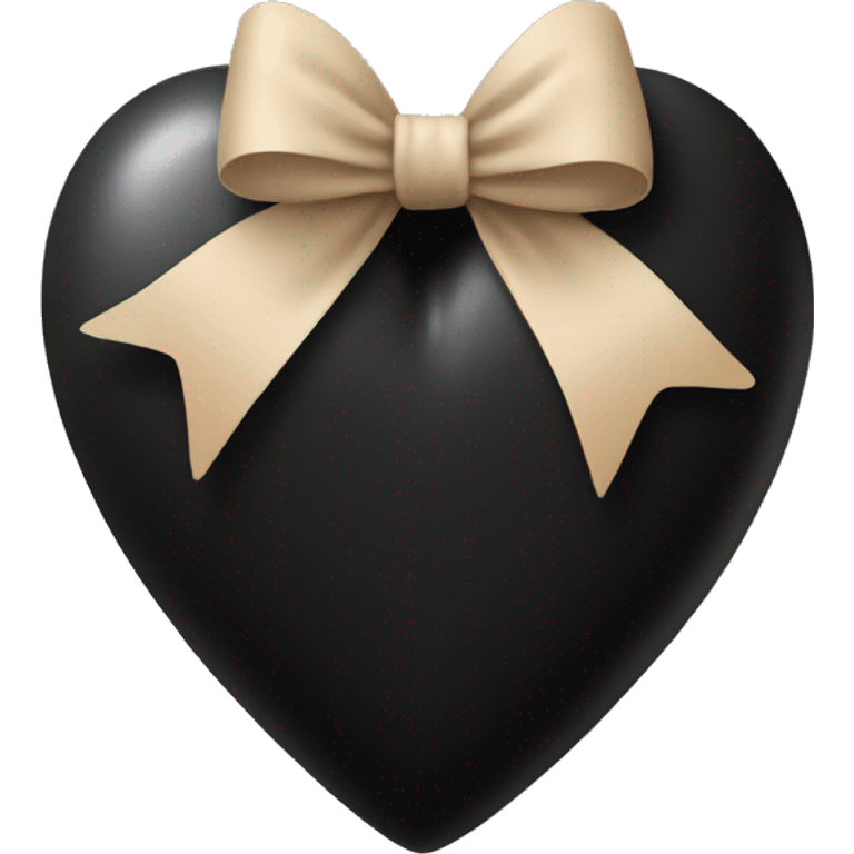 black heart with beige bow emoji