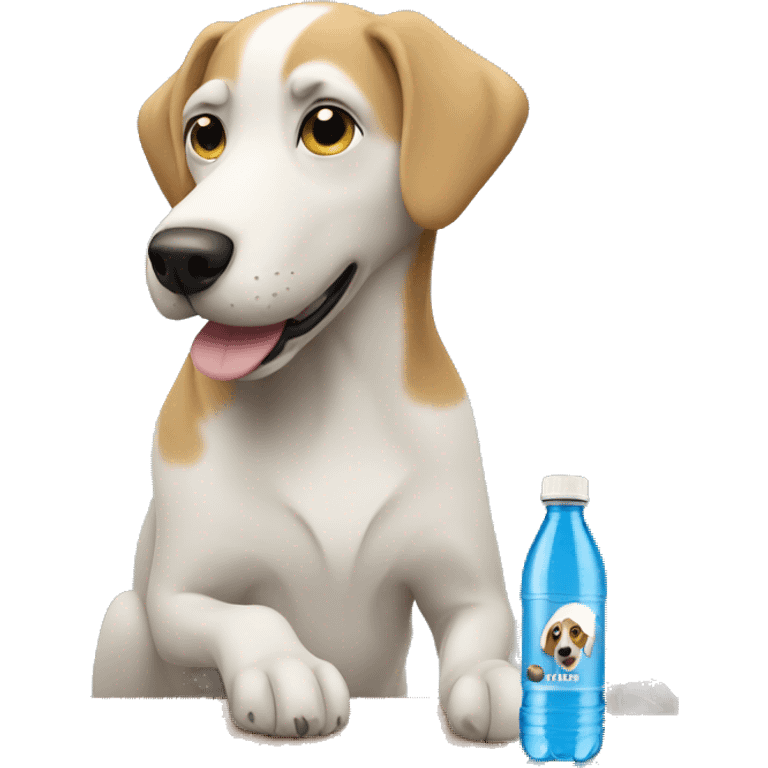 Dog drinking from a Stanley water bottle emoji