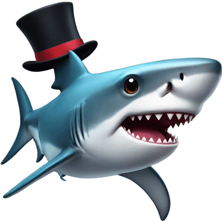 Shark with a top hat emoji