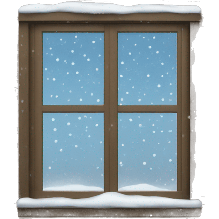 Snow falling outside window frame emoji