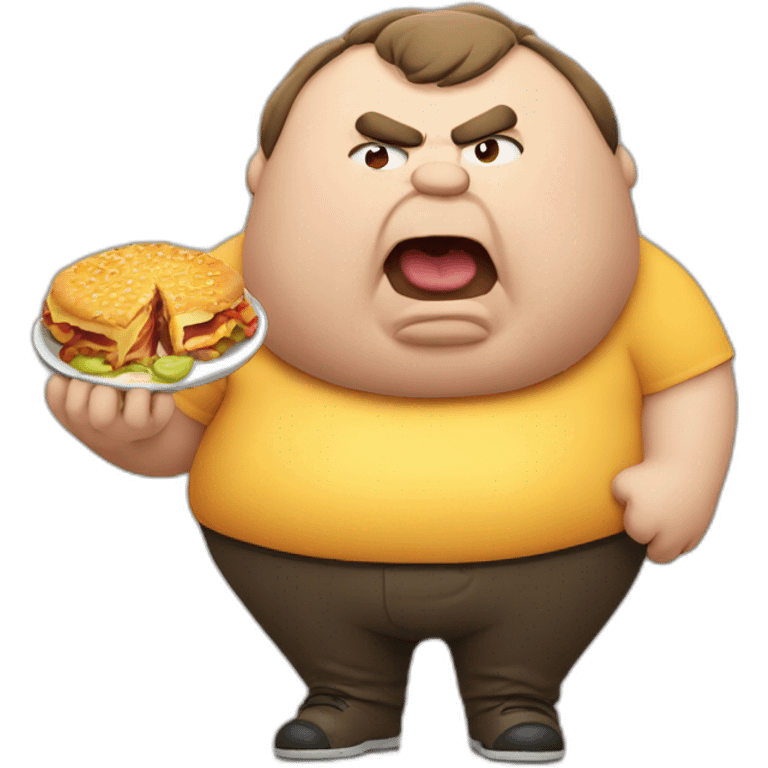 fat angry man eating food emoji