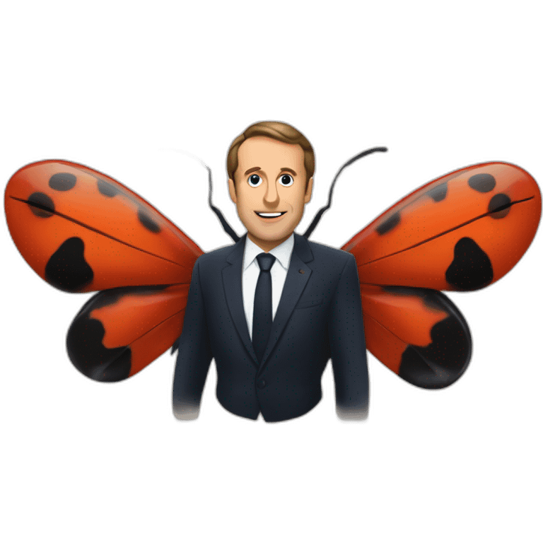 Macron sur une coccinelle emoji