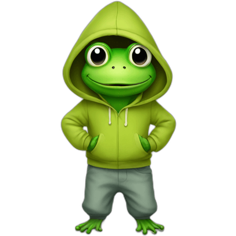 Frog with a hoodie and pants emoji