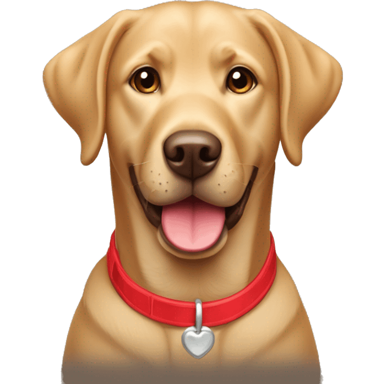 Happy sweet 3 year old light brown Labrador with a red collar  emoji