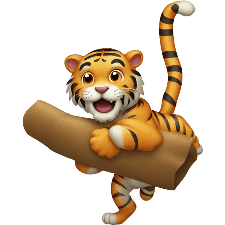 tiger lifting dumbe emoji