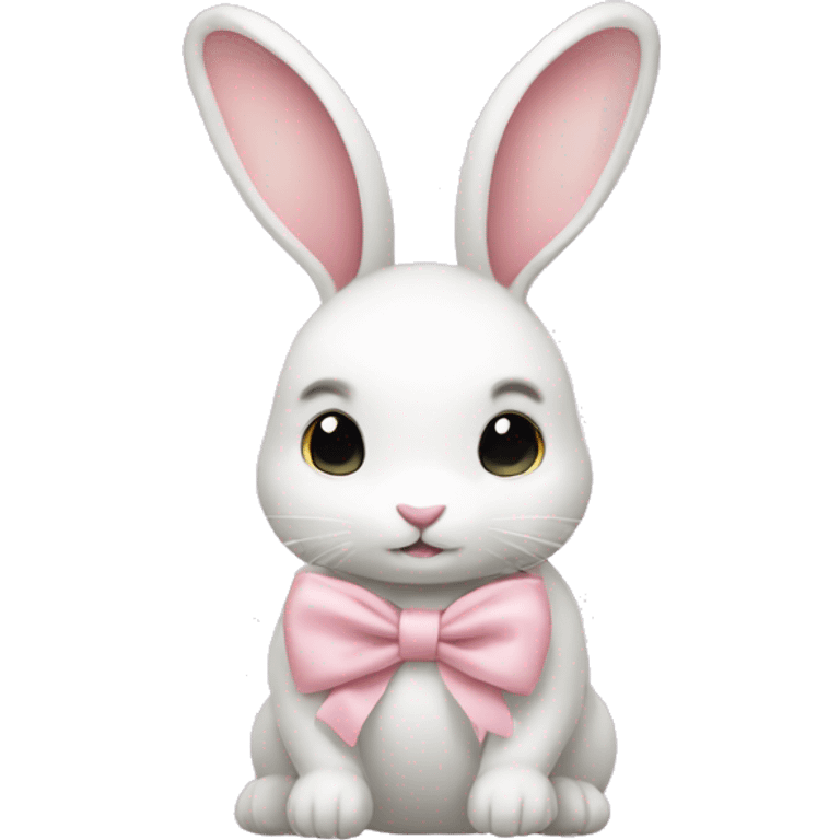 White rabbit and light pink bow emoji