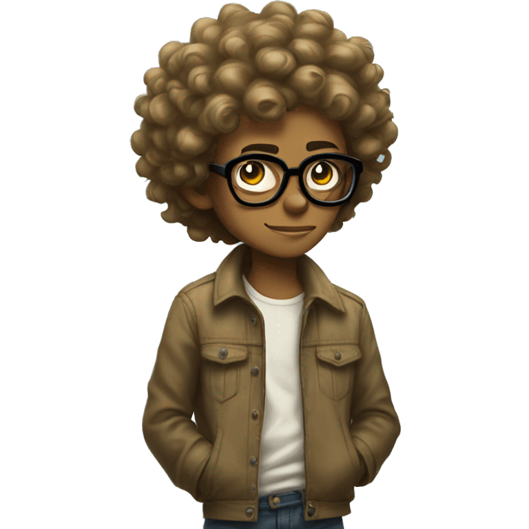 Tan skinned short curly hair with glasses Gorillaz character emoji