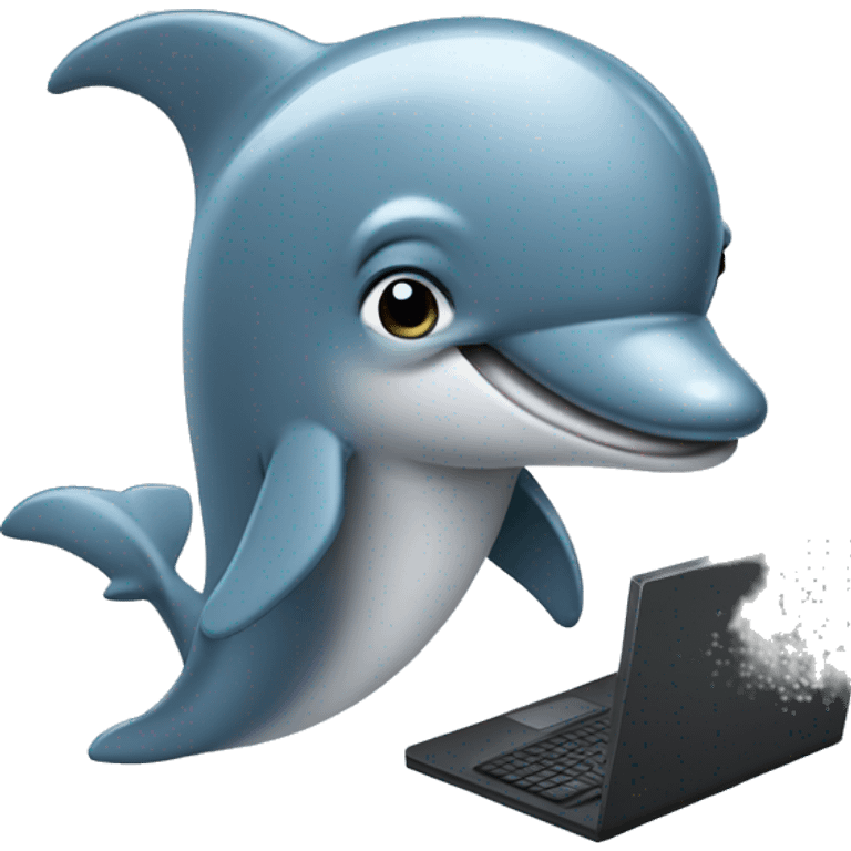 Dolphin who works an office job on a computer  emoji