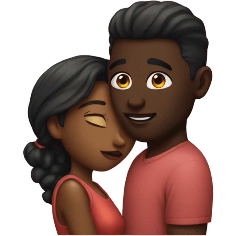 Black girl and guy emoji kissing emoji