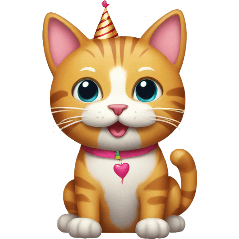 cat with a birthday balloon emoji