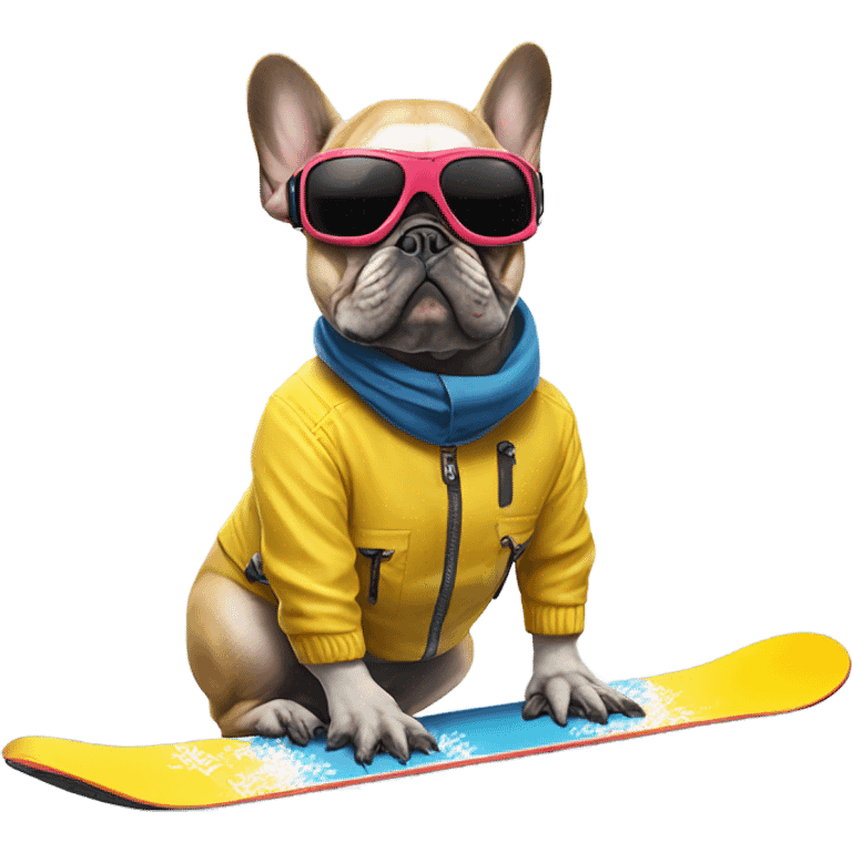 Skiing French bulldog  emoji