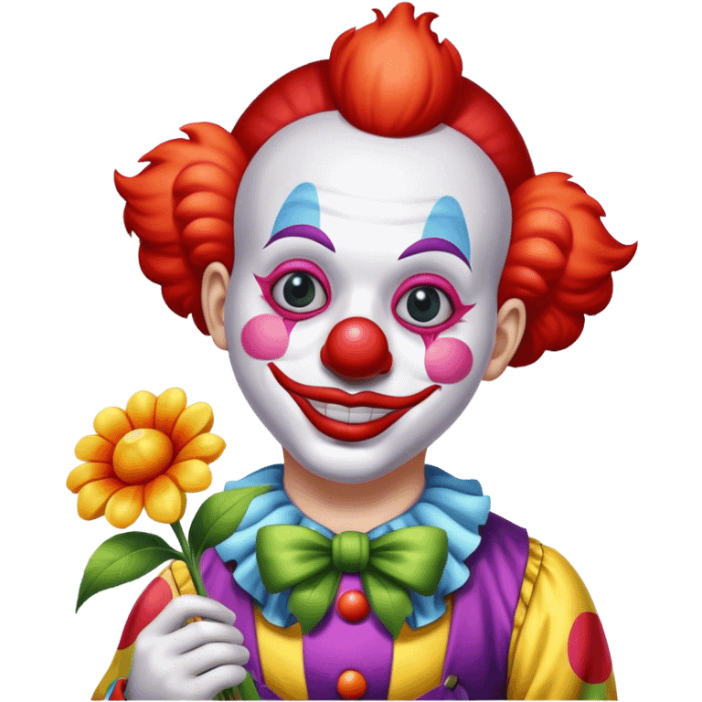 a clown with a flower emoji