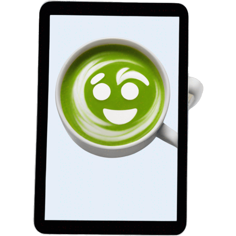 kindle ereader next to a matcha latte emoji