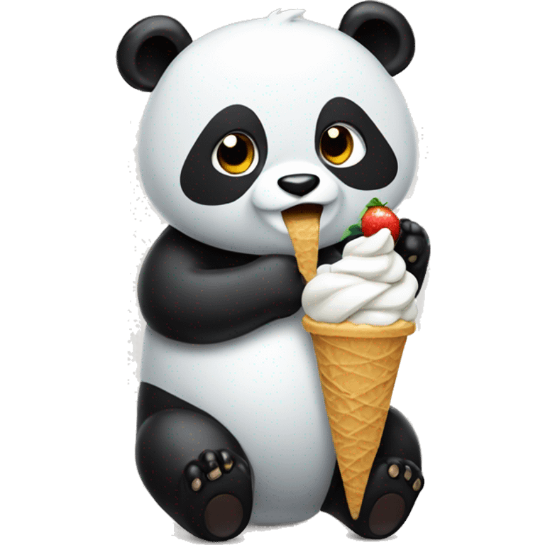 Panda eating ice cream emoji