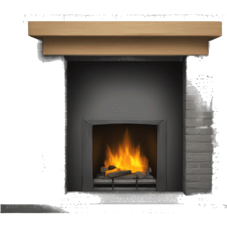 Fireplace with grey brick and wood emoji