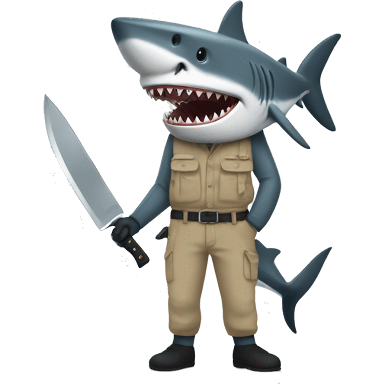 Shark with khakis and a knife emoji