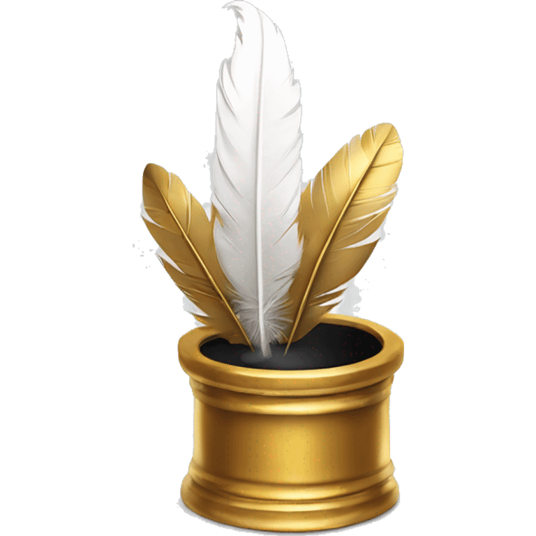 gold inkpot white feather emoji