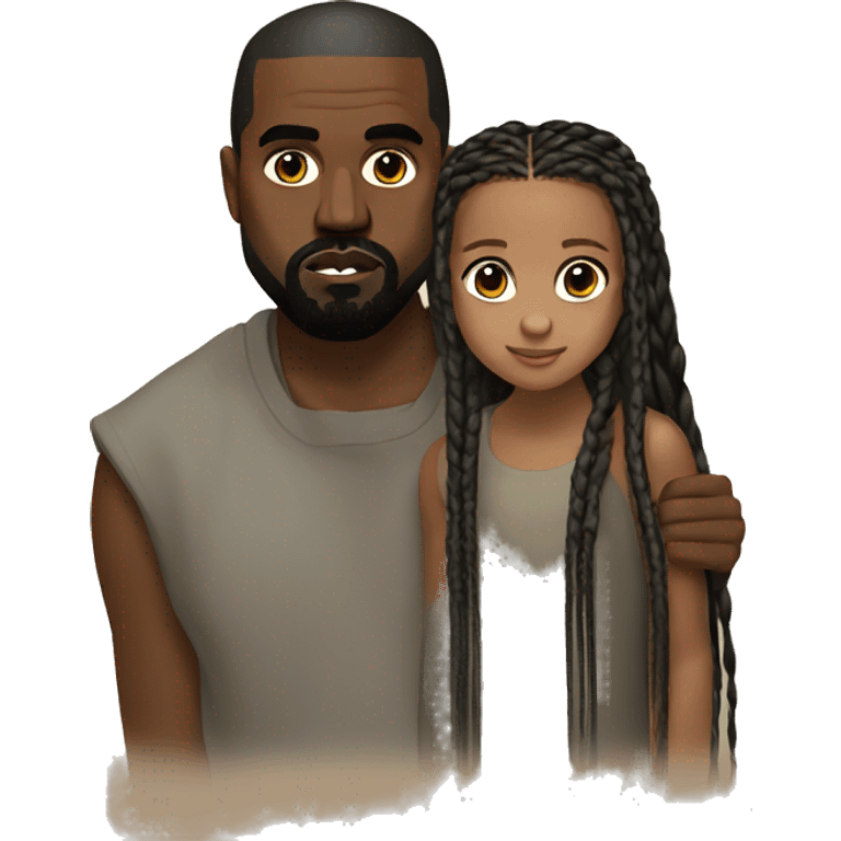 Kanye West, with his daughter Northwest with long braids  emoji