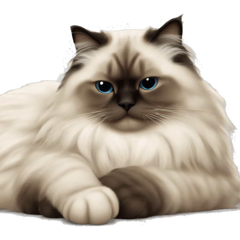 Sleeping himalayan ragdoll cat with full dark face emoji