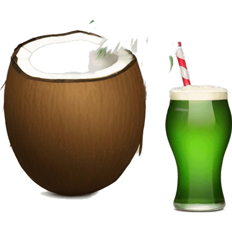 Coconut drinking a beer emoji