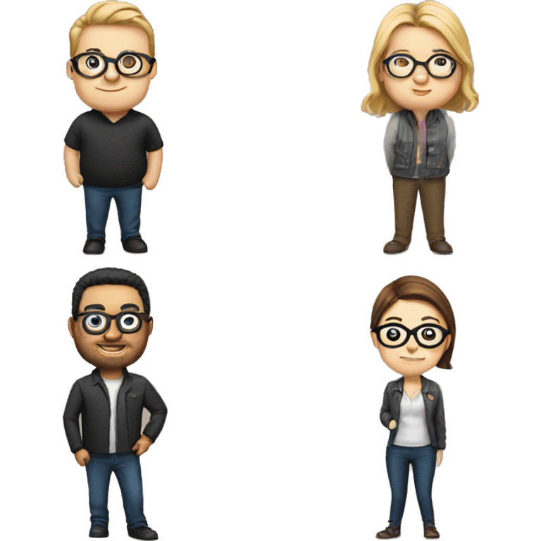 1 handsome guy with spectacles, 1 fat guy and 1 girls emoji