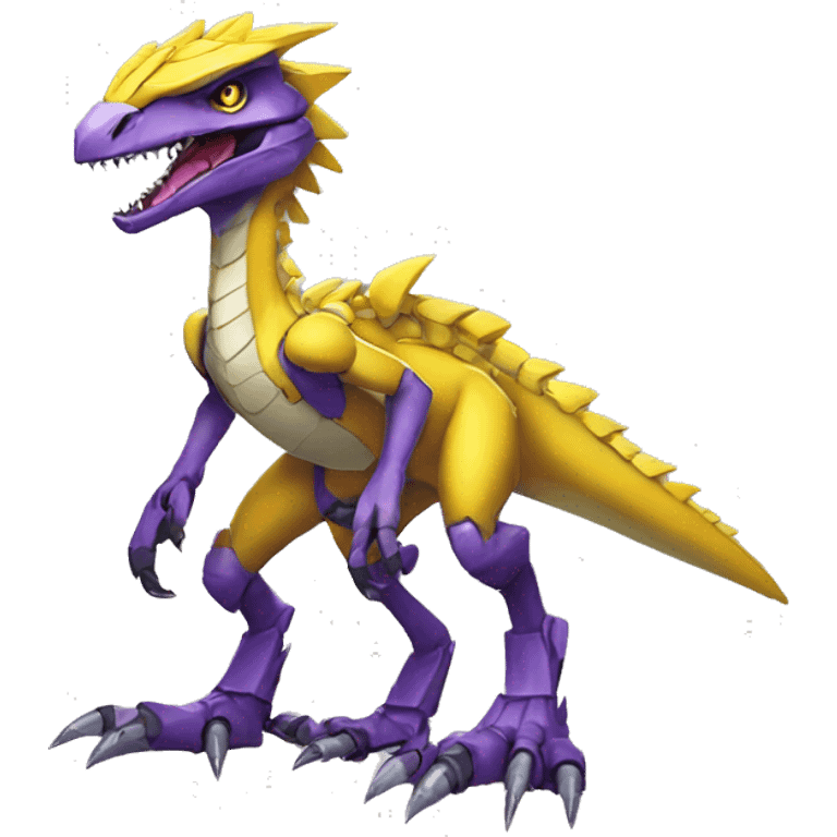  Cool Edgy Purple Yellow Digimon-Fakemon-Velociraptor-Dragon-Mecha full body emoji