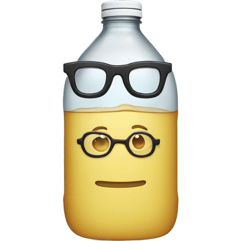 Water bottle wearing glasses emoji