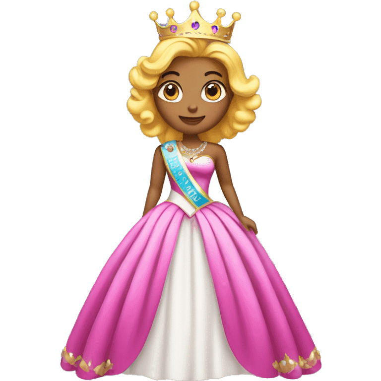 Pageant queen with sash and crown on full body emoji