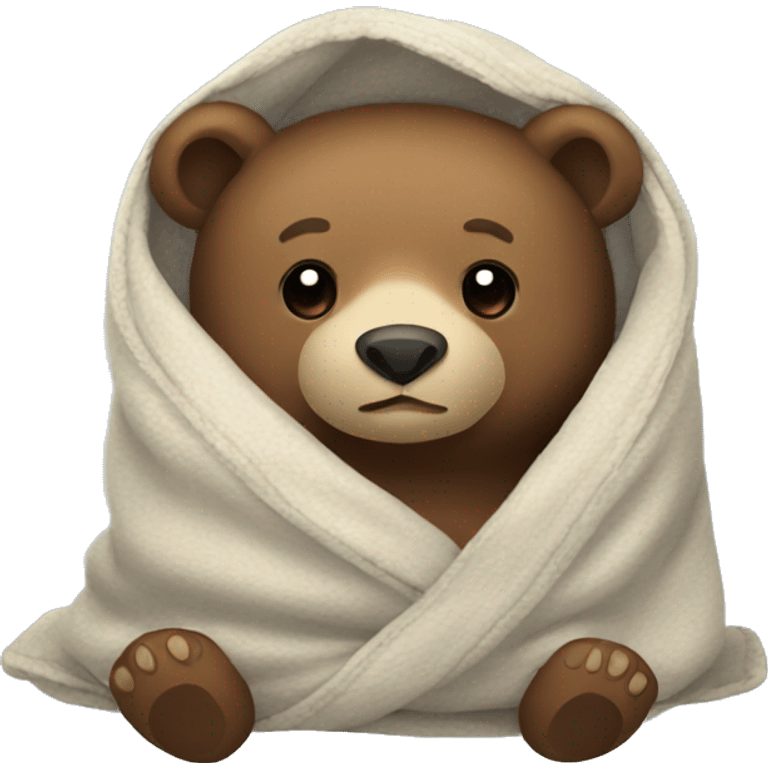 bear cozy in blanket emoji