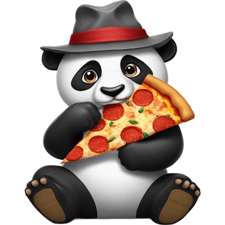 Panda eating pizza and hat emoji