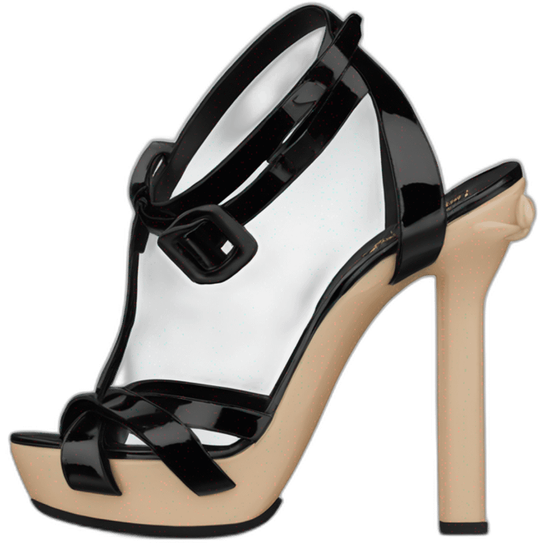 YSL TRIBUTE heel SANDAL black PATENT LEATHER emoji