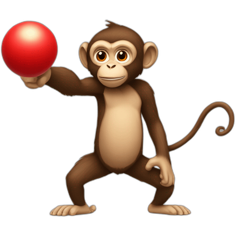 A monkey throws darts at a red ball emoji