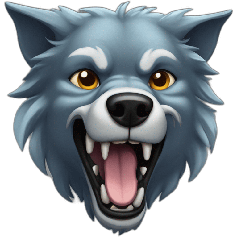 cerberus, cartoon, anthropomorphic wolf emoji