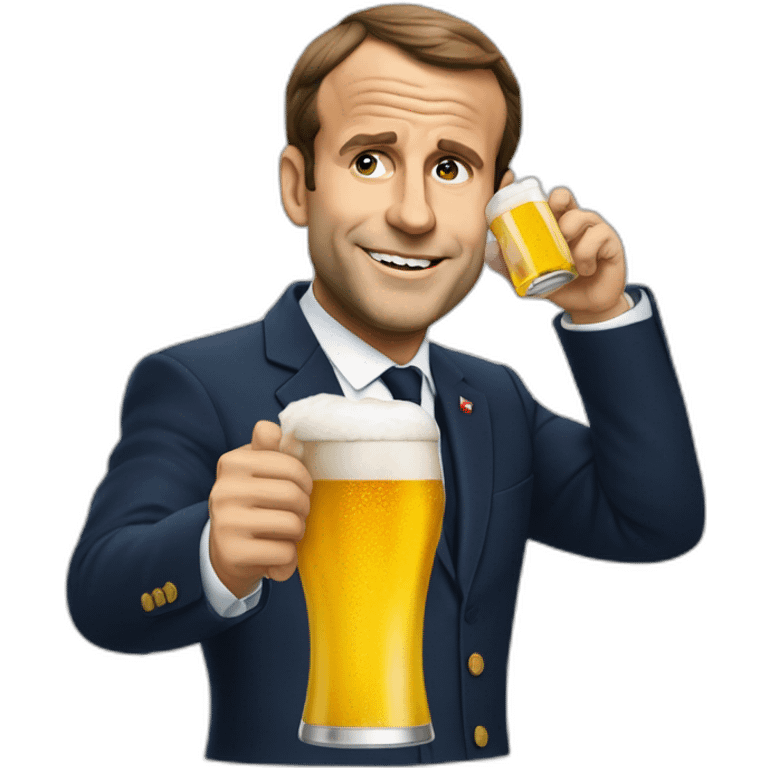 Macron qui boit une bière emoji