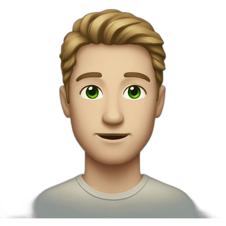 White man with dark green eyes, with long way brown hair emoji