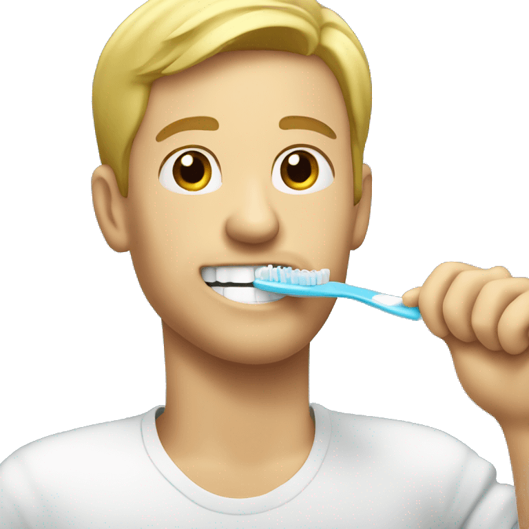 blond man brushing his teeth emoji