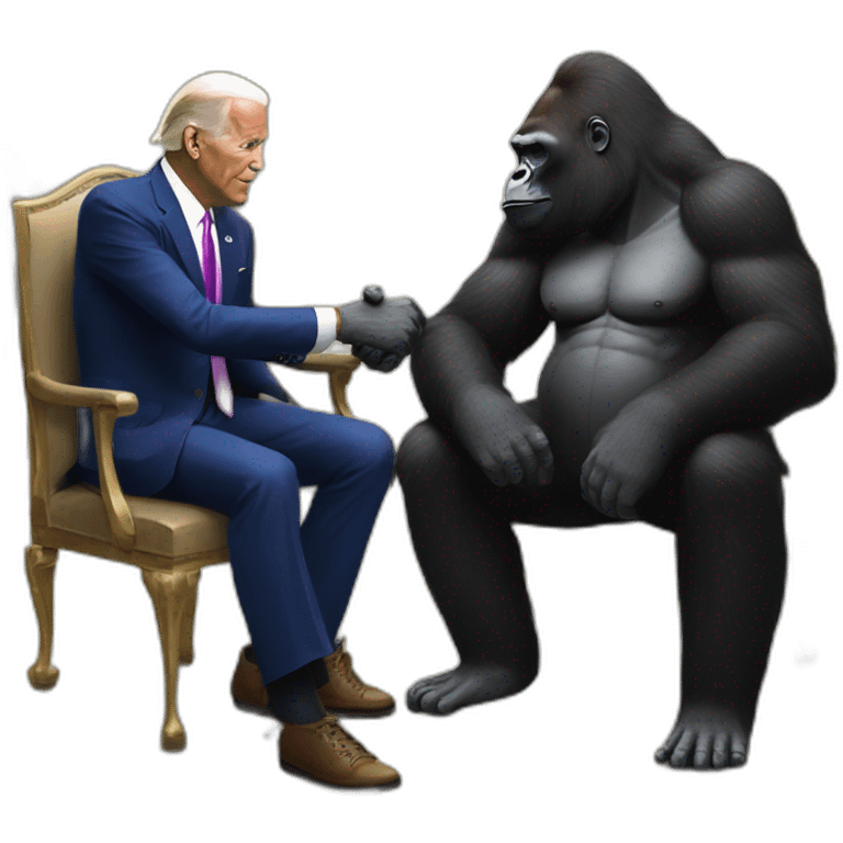 Stylish looking Gorilla meeting with Joe Biden emoji