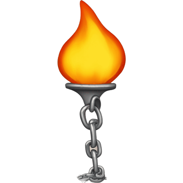 a chain that holds the flame of a fire on a leash emoji