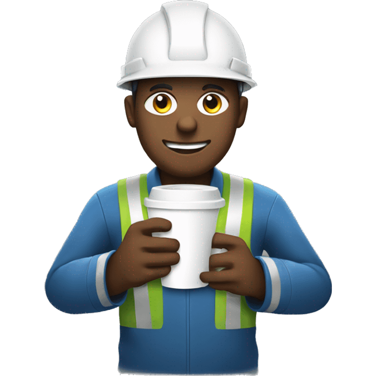  engineer with helmet holds coffee emoji