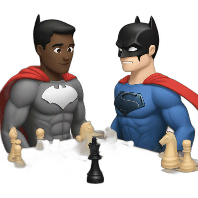 Batman and superman playing chess emoji