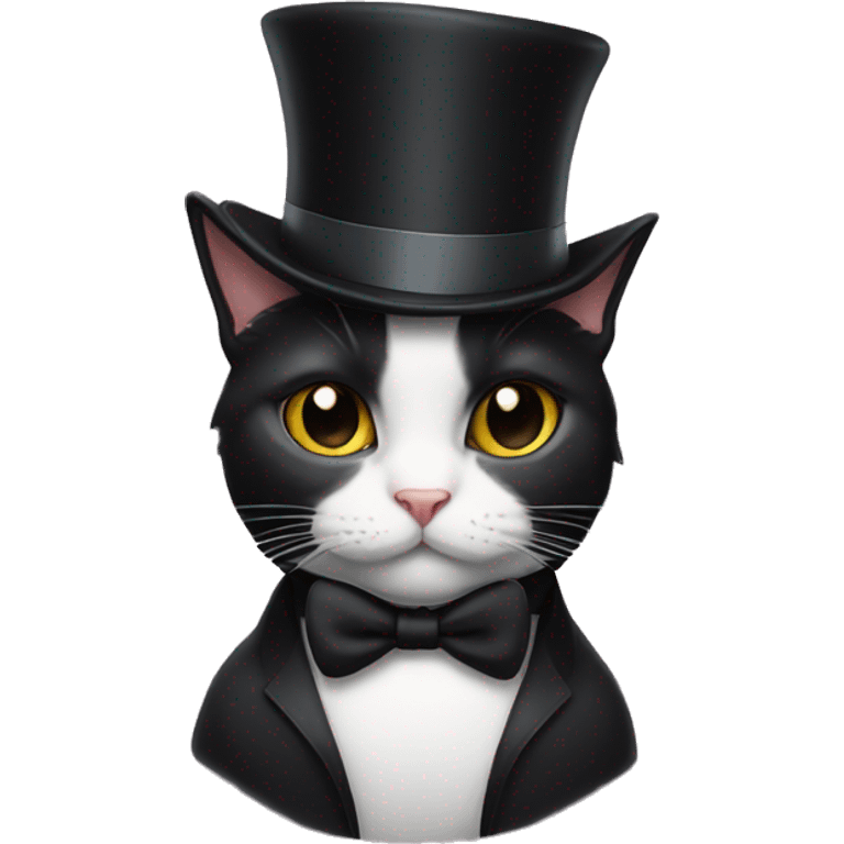 Tuxedo cat wearing a top hat  emoji