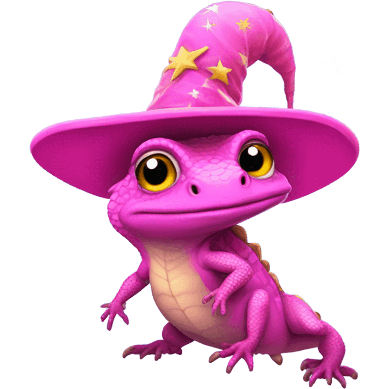 Pink Lizard wearing a wizard hat emoji