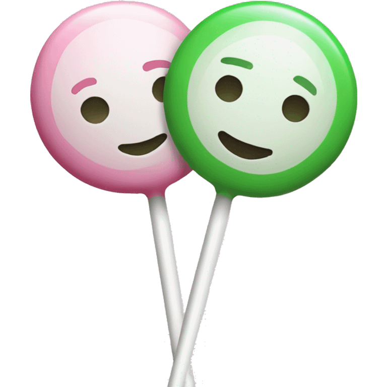 Two New Year's lollipops in white, green and pink emoji