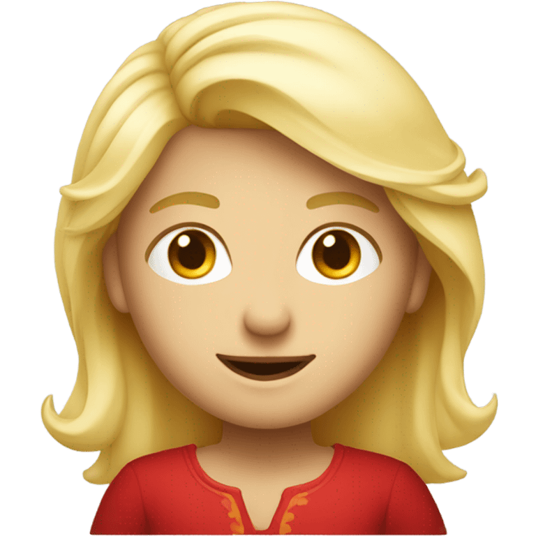 personnage aux cheuveux blond et tunique rouge emoji