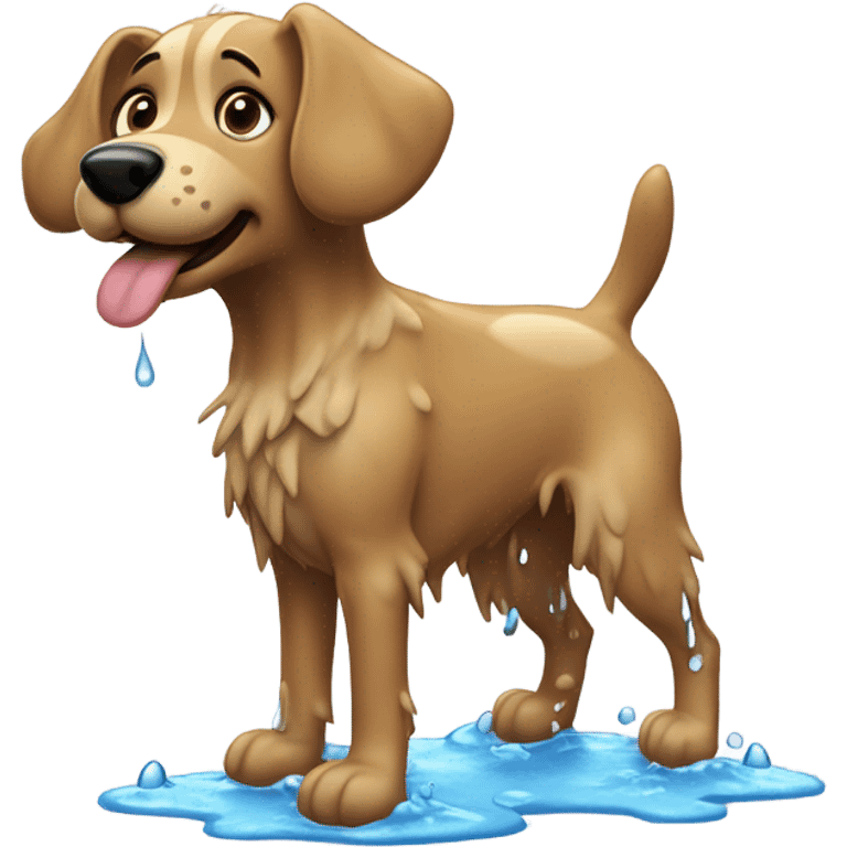 dog enjoying rainy day emoji